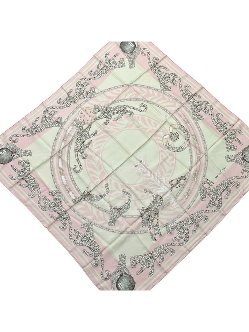 Cartier Scarf White Pink Panthere